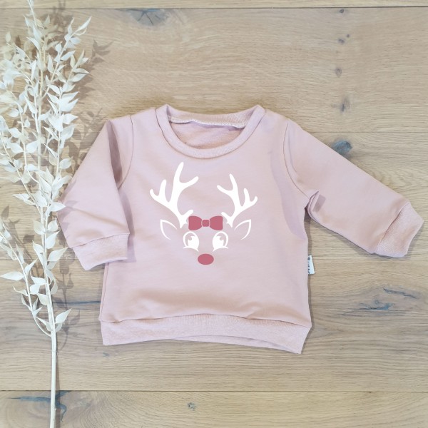 Rose (Rose Melange) - Red Nose Deer (Weiss-Rosegold) - Sweater