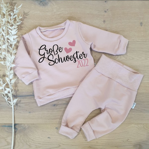 Rose (Rose Melange) - Große Schwester 2022/23/24 (Schwarz-rosegold) - Sweater und Jogging Pants