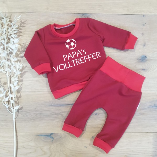 Rot (Hellrot) - Papa`s Volltreffer (Weiss) - Sweater und Jogging Pants