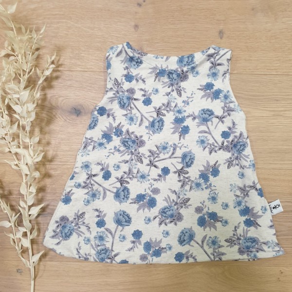 Meliert Blumen Blau - leichtes Viskose Kleid