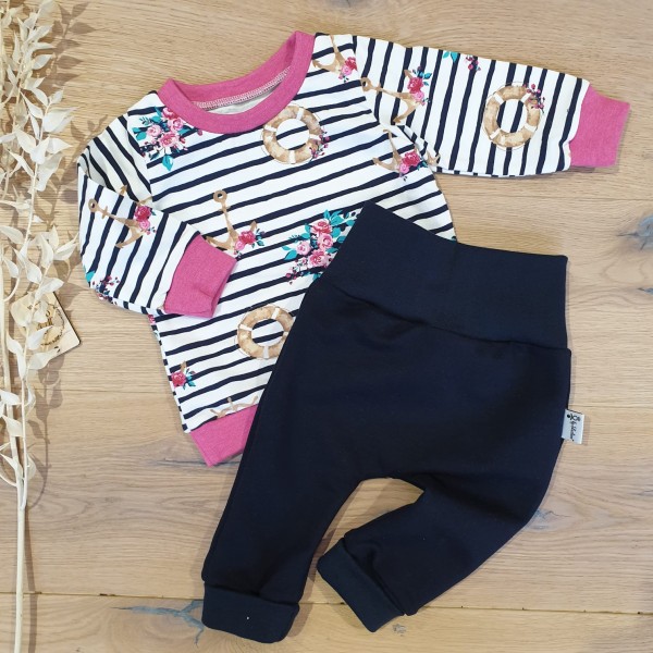 Pink Anker Streifen (Pink Melange) - Sweater und Jogger (Navy)