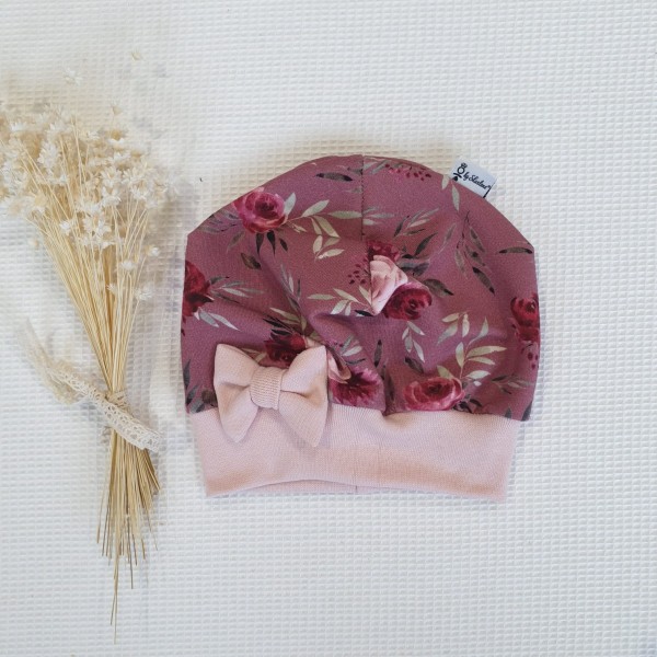 Purpur Rosenwiese (Rose) - Schleifen Mütze