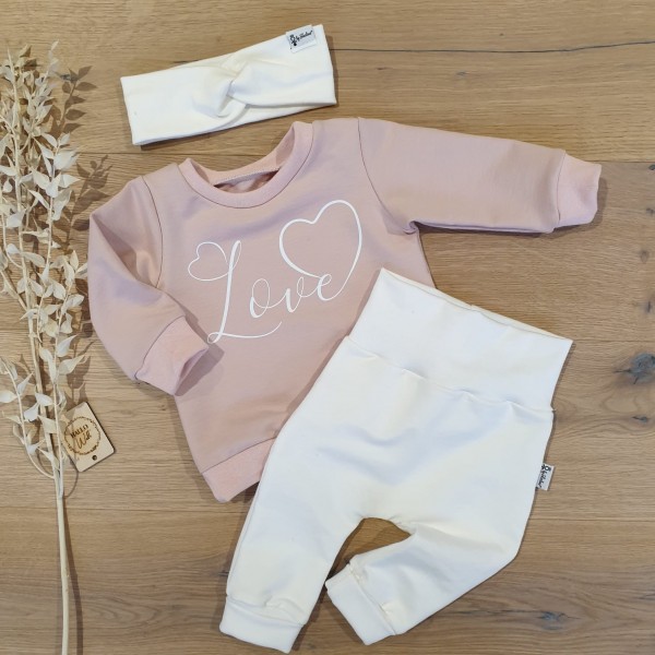 Rose (Rose) - Love (Weiss) - Sweater, Jogger (W) & Stirnband (W)