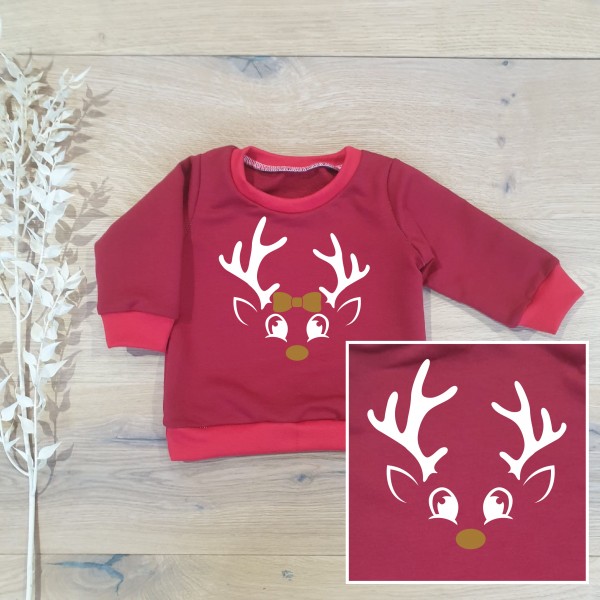 Rot (Hellrot) - Red Nose Deer (Weiss-Gold) - Sweater