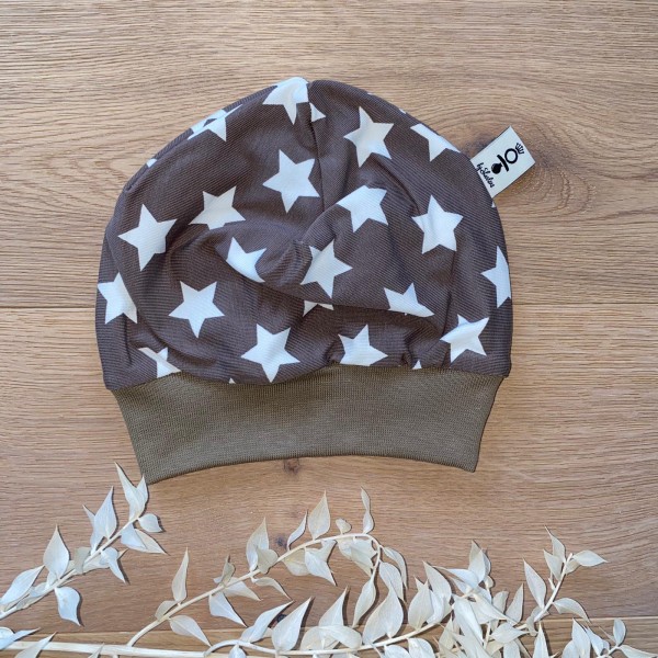 Sale Mütze Größe 38-44 - Taupe große Sterne (taupe)