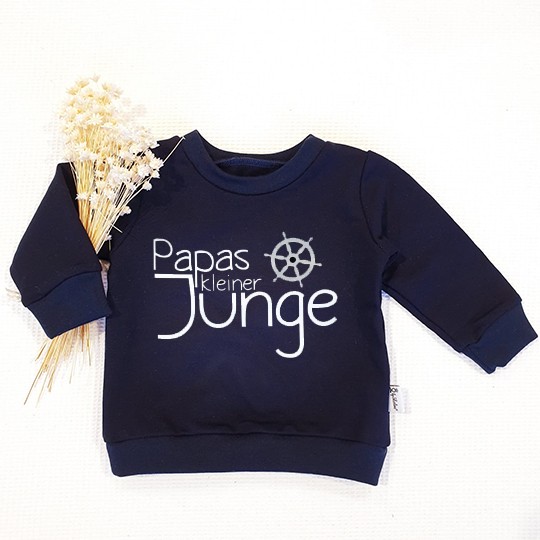 Navy - Papas kleiner Junge (Weiss/Silber) - Sweater