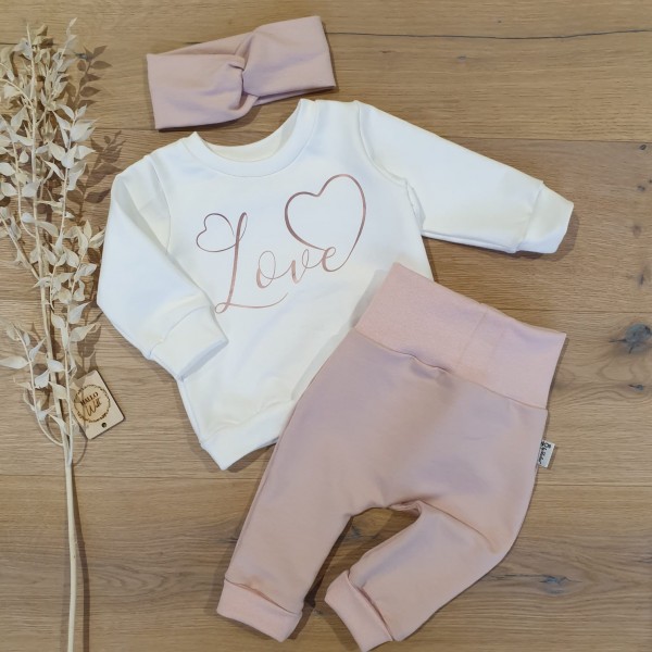 Cremeweiss - Love (Rosegold) - Sweater, Jogger (R) & Stirnband (R)