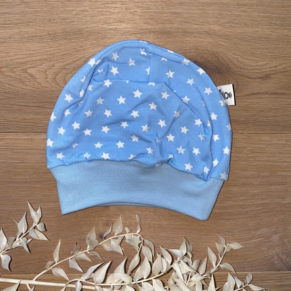 Sale Mütze Größe 38-44 - Hellblau kleine Sterne (hellblau)