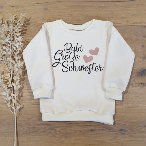 Cremeweiss - Bald Grosse Schwester (Schwarz-Rosegold) - Sweater