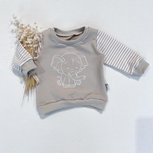 Creme - Elefant (W) - Sweater (Arme Creme Streifen)