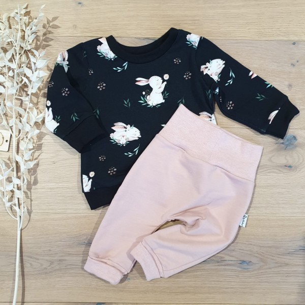 Schwarz Hasen (Schwarz) - Sweater und Jogger (Rose)