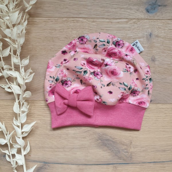 Pinke Rosenwiese (Pink Melange) - Schleifen Mütze