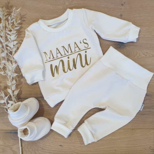 Cremeweiss (Weiss) - Mama's MINI (gold) - Sweater, Jogging Pants und Booties