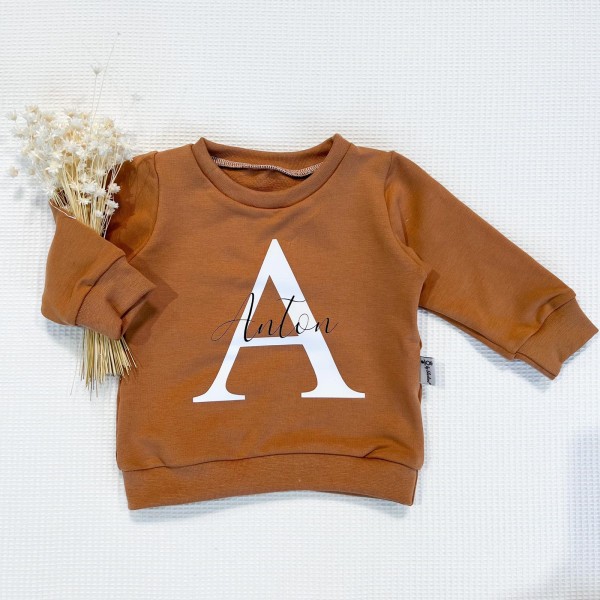 Caramel - Buchstabe (Weiss) & Name (Schwarz) - Sweater