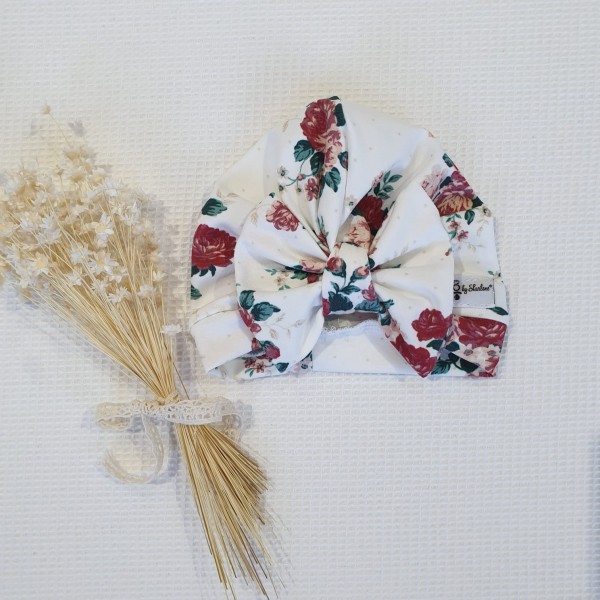 Cremeweiss Rosen - Turban Mütze