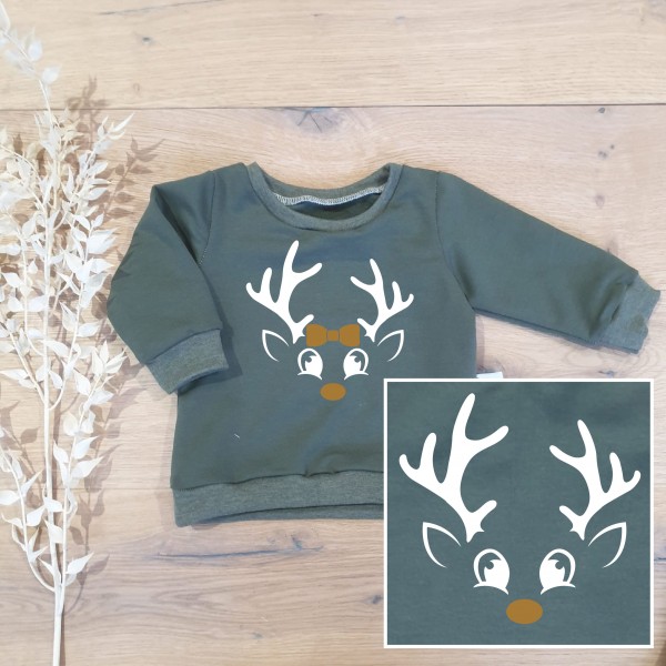 Khaki (Khaki Melange) - Red Nose Deer (Weiss-Gold) - Sweater