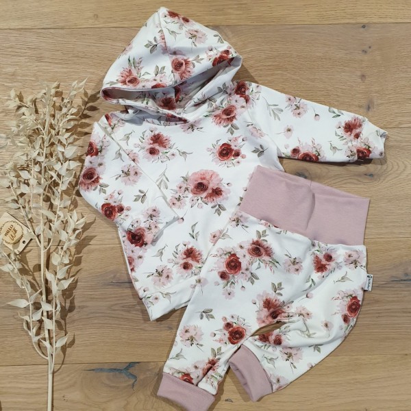 Roses Weiss (Nude) - Hoody Sweater (Bund Roses) & Jogger