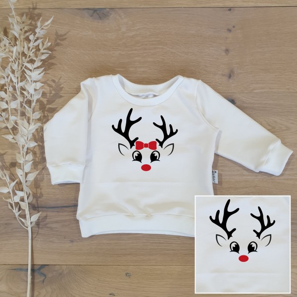 Cremeweiss (weiss) - Red Nose Deer (Schwarz-Rot) - Sweater