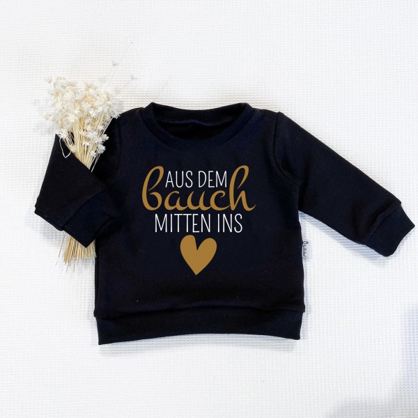 Schwarz - Aus dem Bauch mitten ins Herz (Weiß-Gold) - Sweater