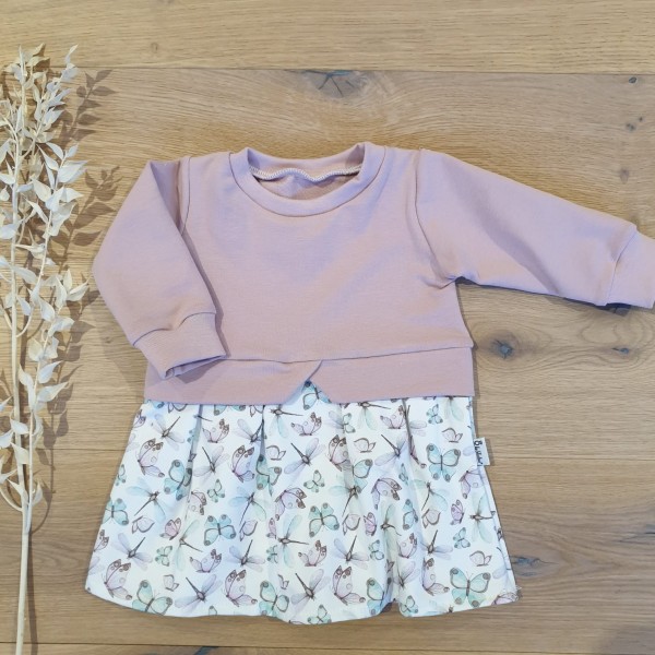 Nude / Weiss Schmetterlinge - Girly Sweater Kleid