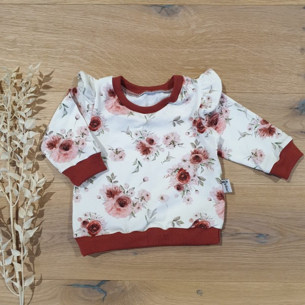 Roses Weiss (Terra) - Sweater mit Rüschenarm