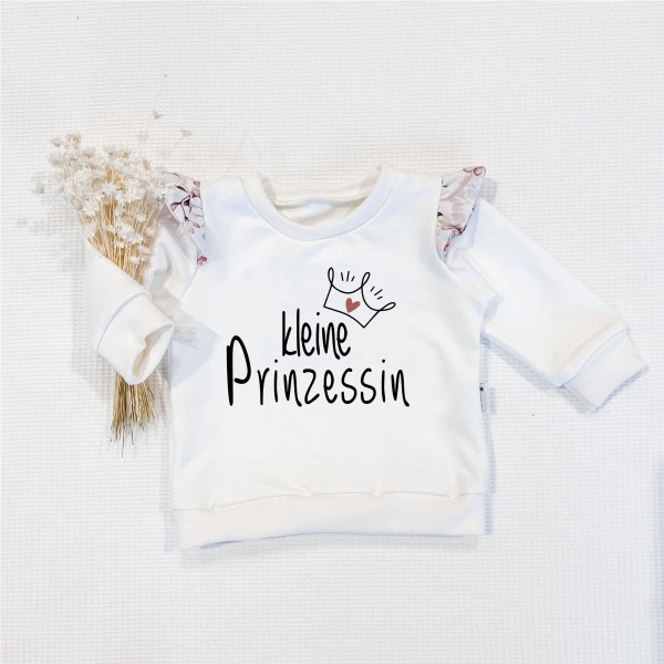 Cremeweiss - Kleine Prinzessin - Krone (Schwarz-Rose) - Sweater mit Rüschen Blumenliebe
